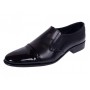Pantofi barbati negri din piele naturala fara siret cu varf lacuit 818MODN